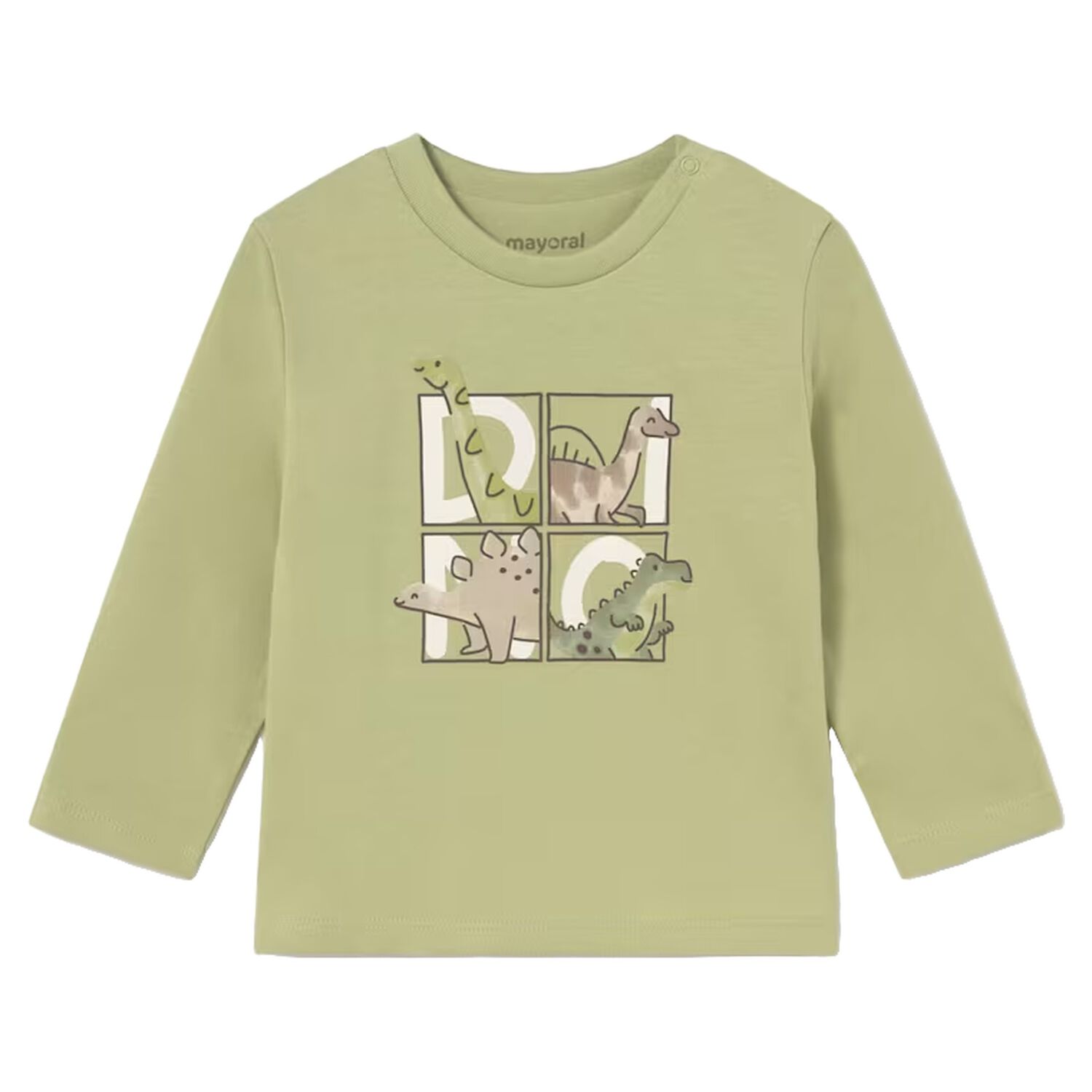 Younger Boys Green Dinosaur Long Sleeve Top, 1, hi-res