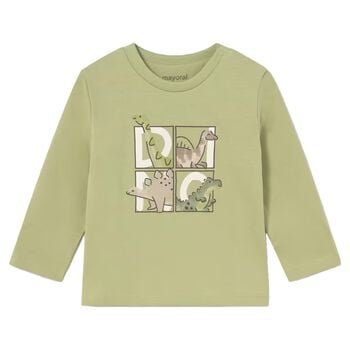 Younger Boys Green Dinosaur Long Sleeve Top