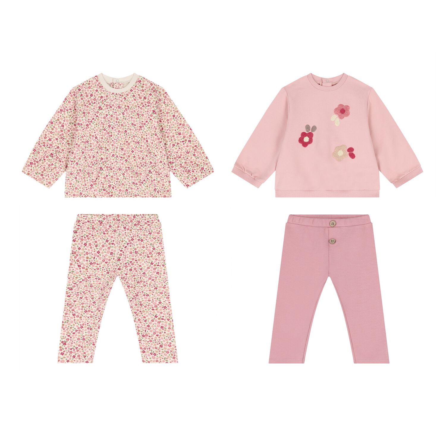Baby Girls Multi-Coloured Floral Leggings Set ( 2-Pack ), 1, hi-res