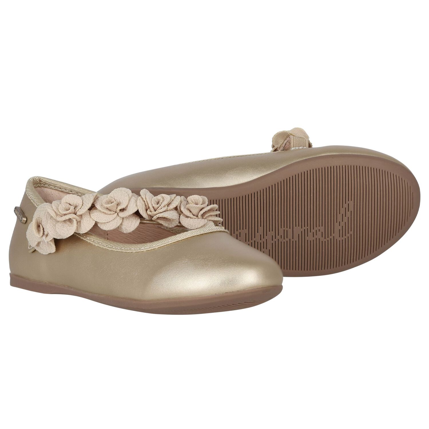 Girls Gold Floral Shoes, 1, hi-res image number null