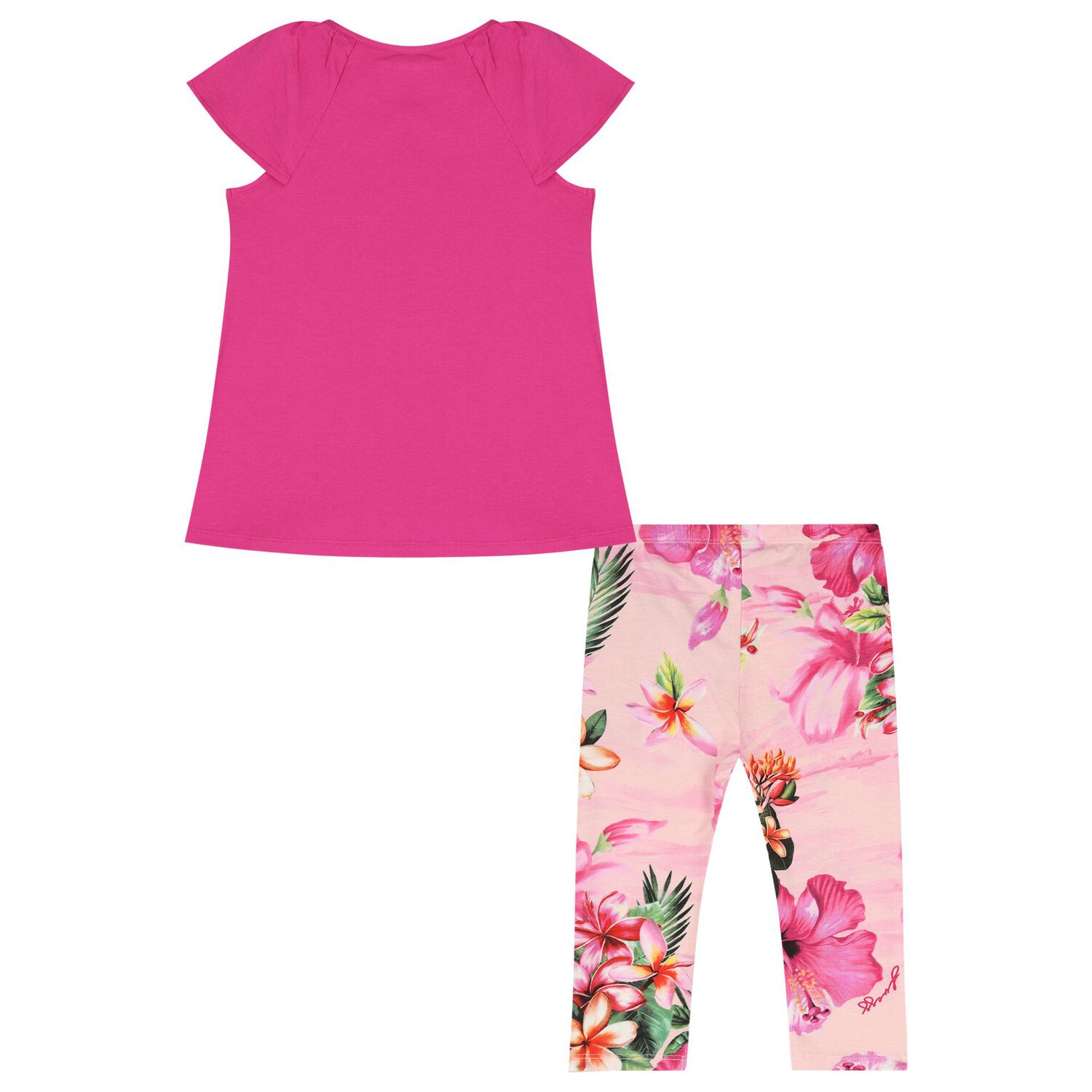 Girls Pink Floral Logo Leggings Set, 1, hi-res