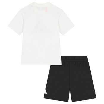 White & Black Logo Shorts Set
