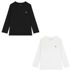 Boys White & Black Logo Long Sleeve Top ( 2 Pack ), 1, hi-res