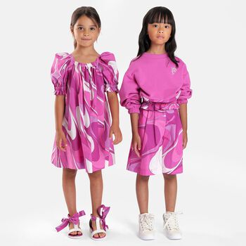 Girls Pink & Purple Ruffled Marmo Dress