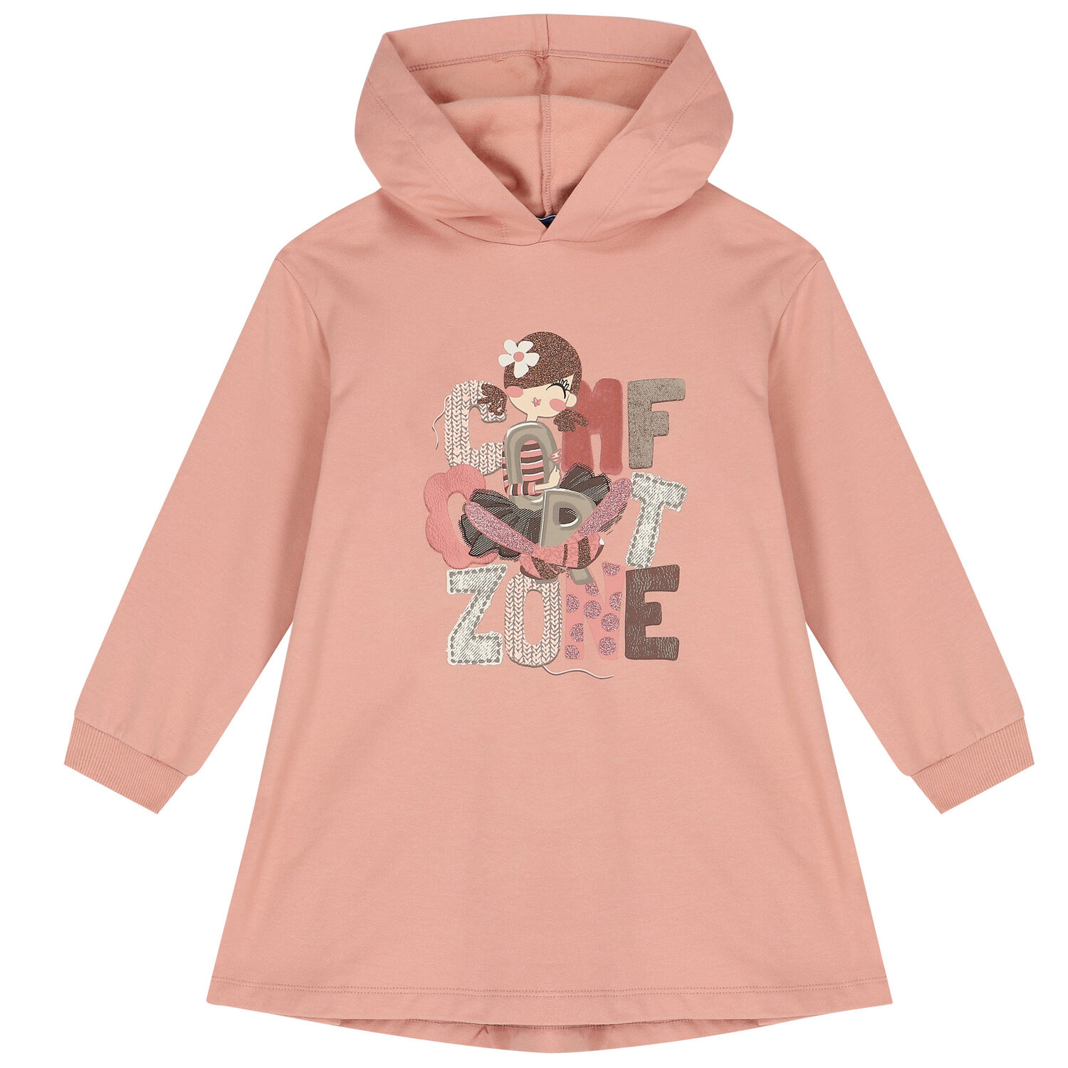 Girls Pink Hooded Dress, 2, hi-res image number null