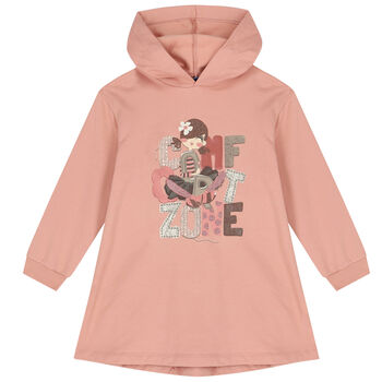 Girls Pink Hooded Dress