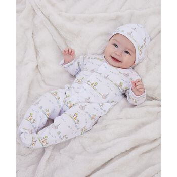 Baby Boys White Animals Babygrow