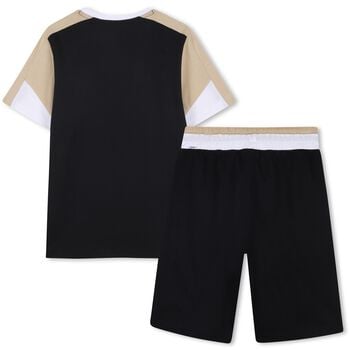 Boys Black Logo Shorts Set