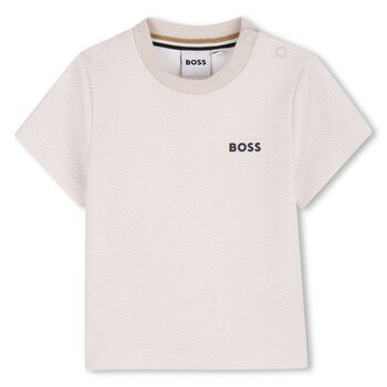 Younger Boys Beige Logo T-Shirt