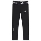 Girls Black Logo Leggings, 1, hi-res