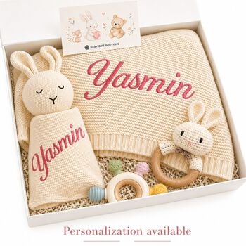 Ivory Baby Blanket & Bunny Comforter Gift Set 