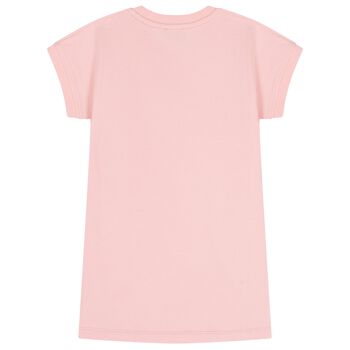 فستان للبنات بالشعار باللون الوردي 