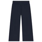 Girls Navy Blue Logo Trousers, 1, hi-res