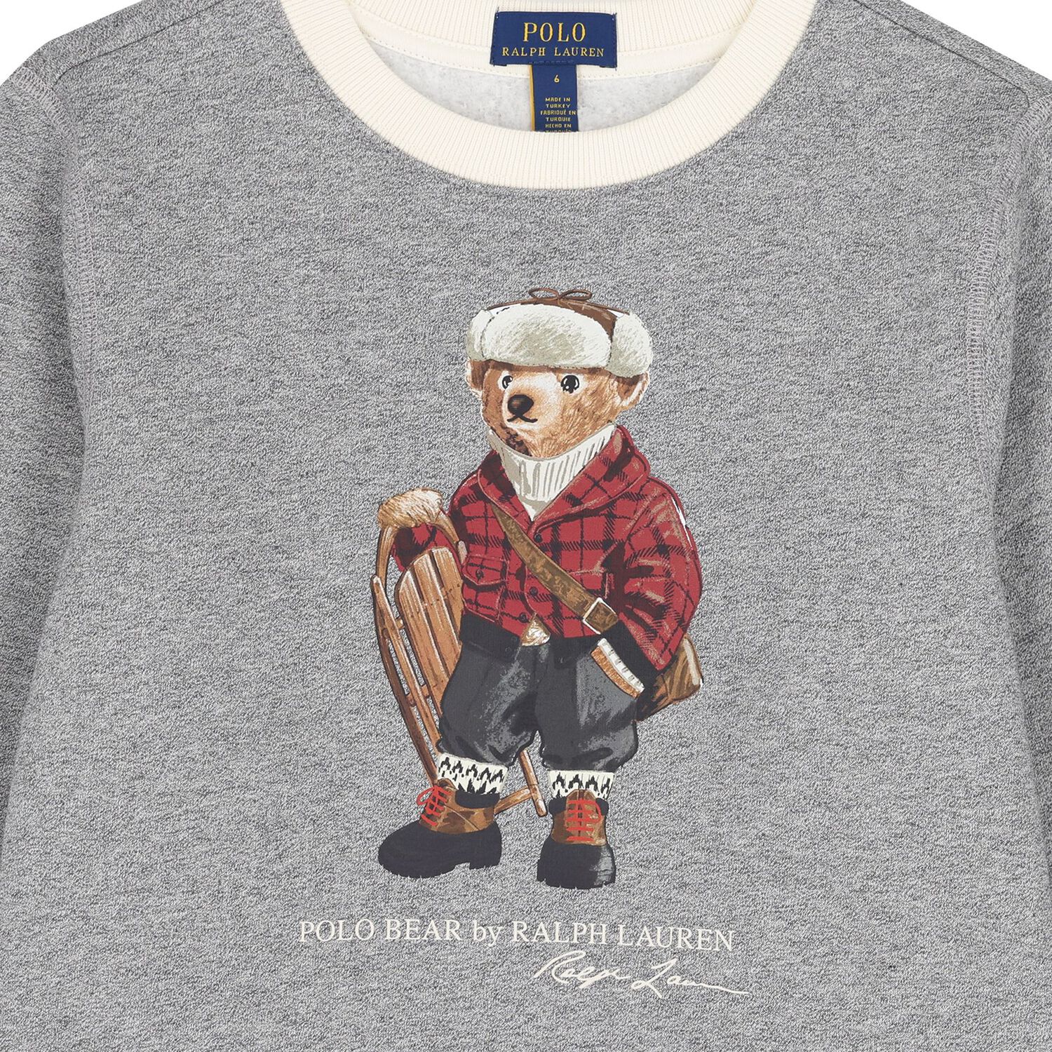 Boys Grey Logo Polo Bear Sweatshirt, 1, hi-res image number null