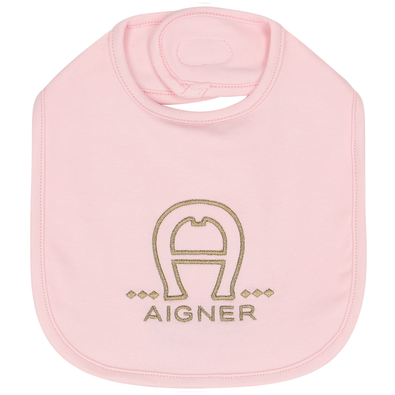 Baby Girls Pink & Gold Pima Cotton Logo Bib, 2, hi-res