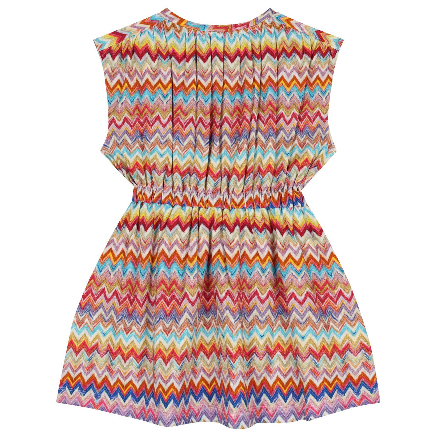 Girls Multi-Coloured Logo Zig Zag Dress, 2, hi-res