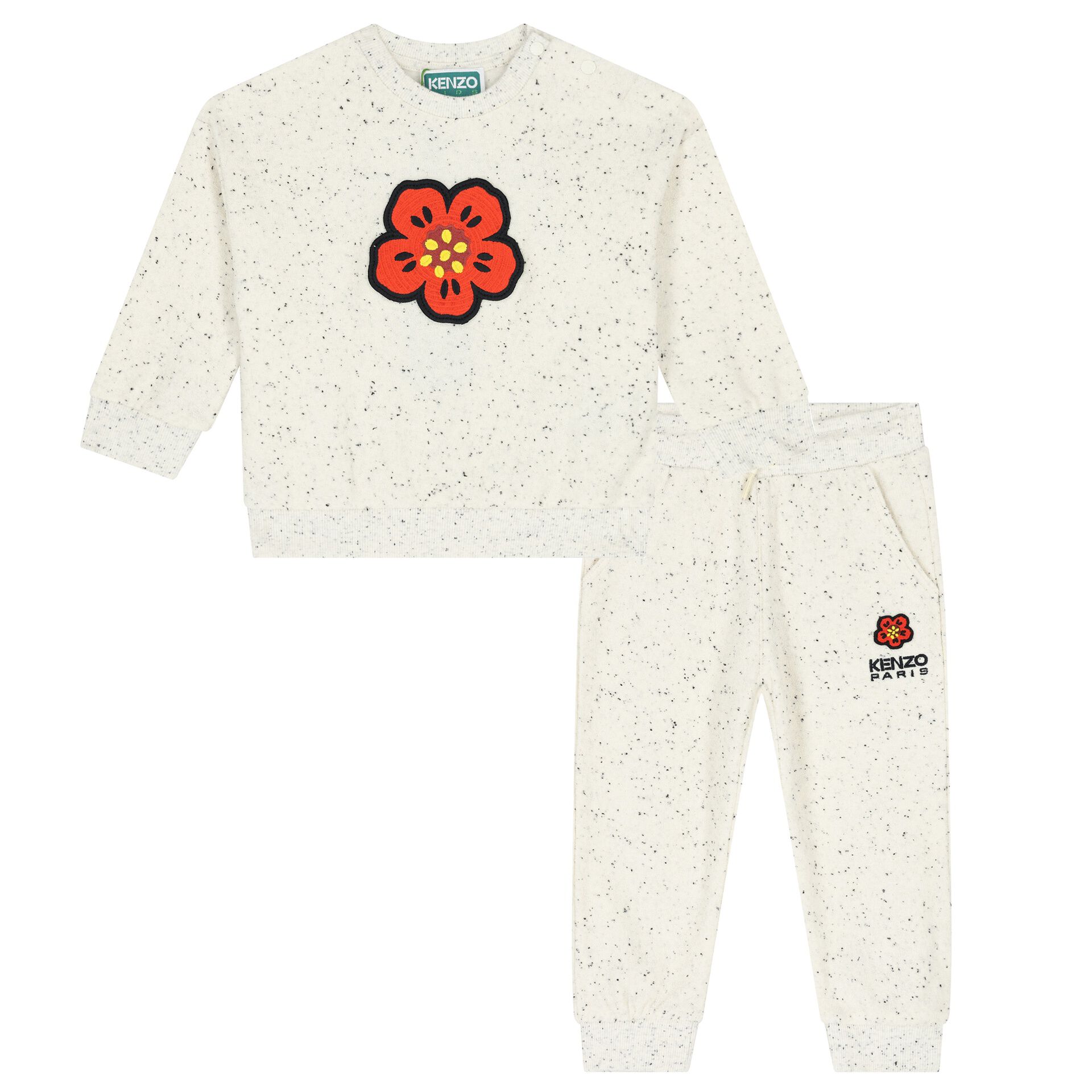 KENZO KIDS Younger Girls Ivory Flower Logo Tracksuit Junior Couture