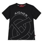 Younger Boys Black Logo T-Shirt, 2, hi-res