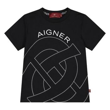 Younger Boys Black Logo T-Shirt