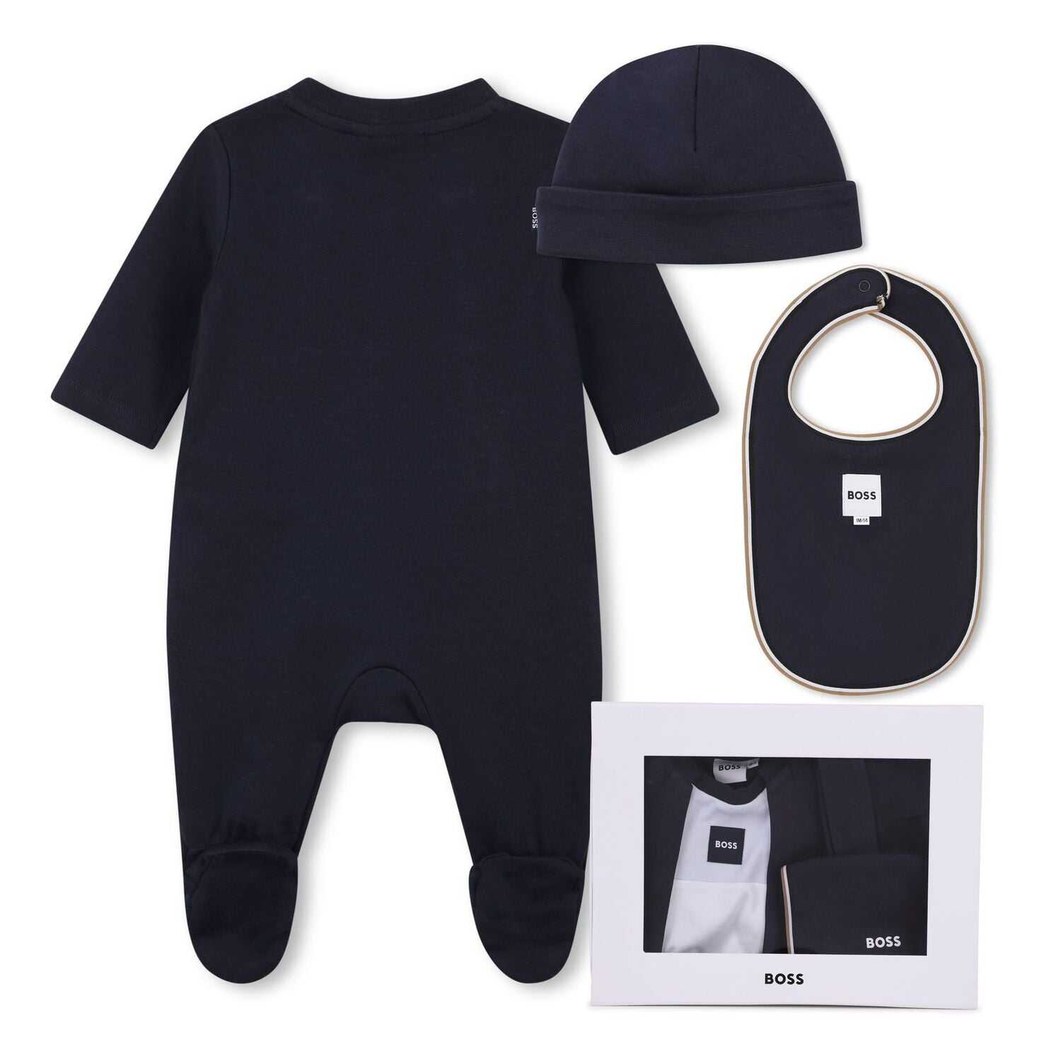 Baby Boys Naby Blue Logo Babygrow Gift Set, 3, hi-res