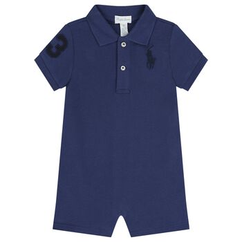 Baby Boys Blue Logo Romper