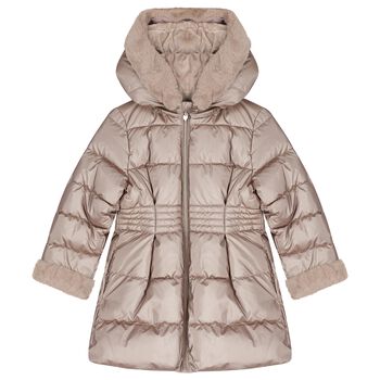 Girls Metallic Pink Puffer Coat