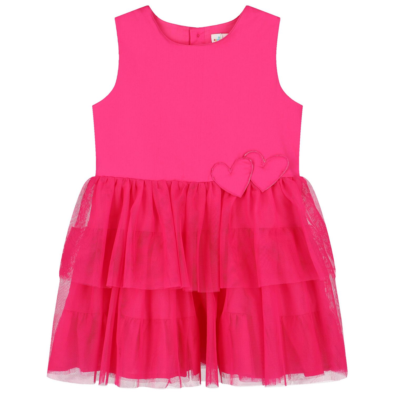 Girls Pink Heart Flared Dress, 1, hi-res image number null