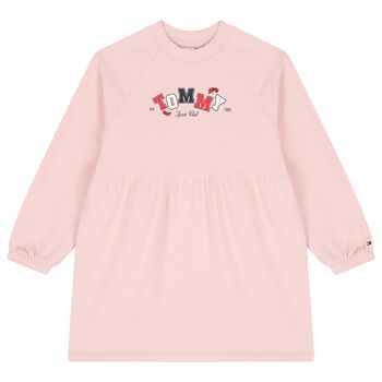 Girls Pink Logo Sweatshirt Dress