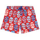 Boys Red Skulls Swim Shorts, 1, hi-res