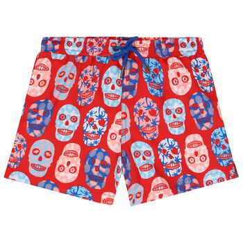 Boys Red Skulls Swim Shorts