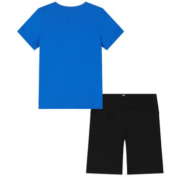 Boys Blue & Black Logo Shorts Set