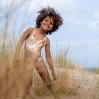 Girls Gold Metalic Swimsuit, 1, hi-res