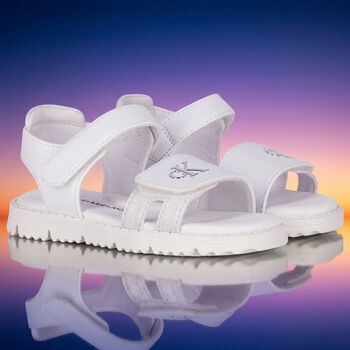 Girls White Logo Sandals