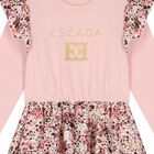 Girls Pink Logo Ruffled Dress, 1, hi-res