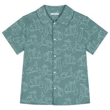 Boys Green Motorbike Shirt