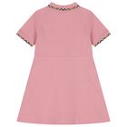 Girls Pink Logo Check Dress, 1, hi-res