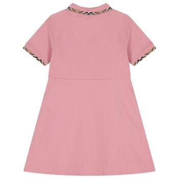 Girls Pink Logo Check Dress