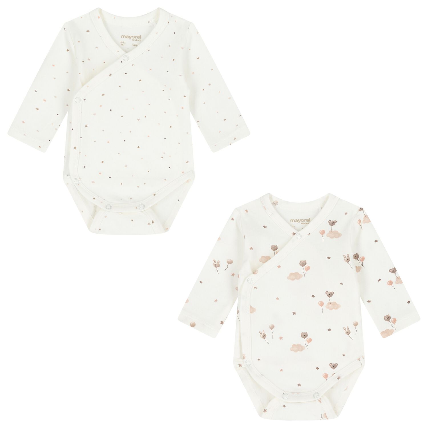 Baby Girls Ivory & Beige Balloon Bodysuits ( 2-Pack ), 1, hi-res