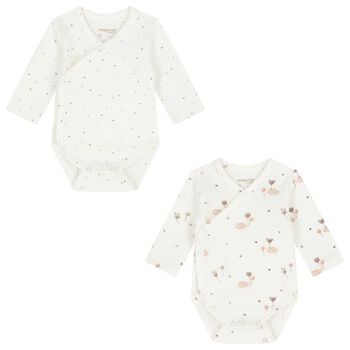 Baby Girls Ivory & Beige Balloon Bodysuits ( 2-Pack )