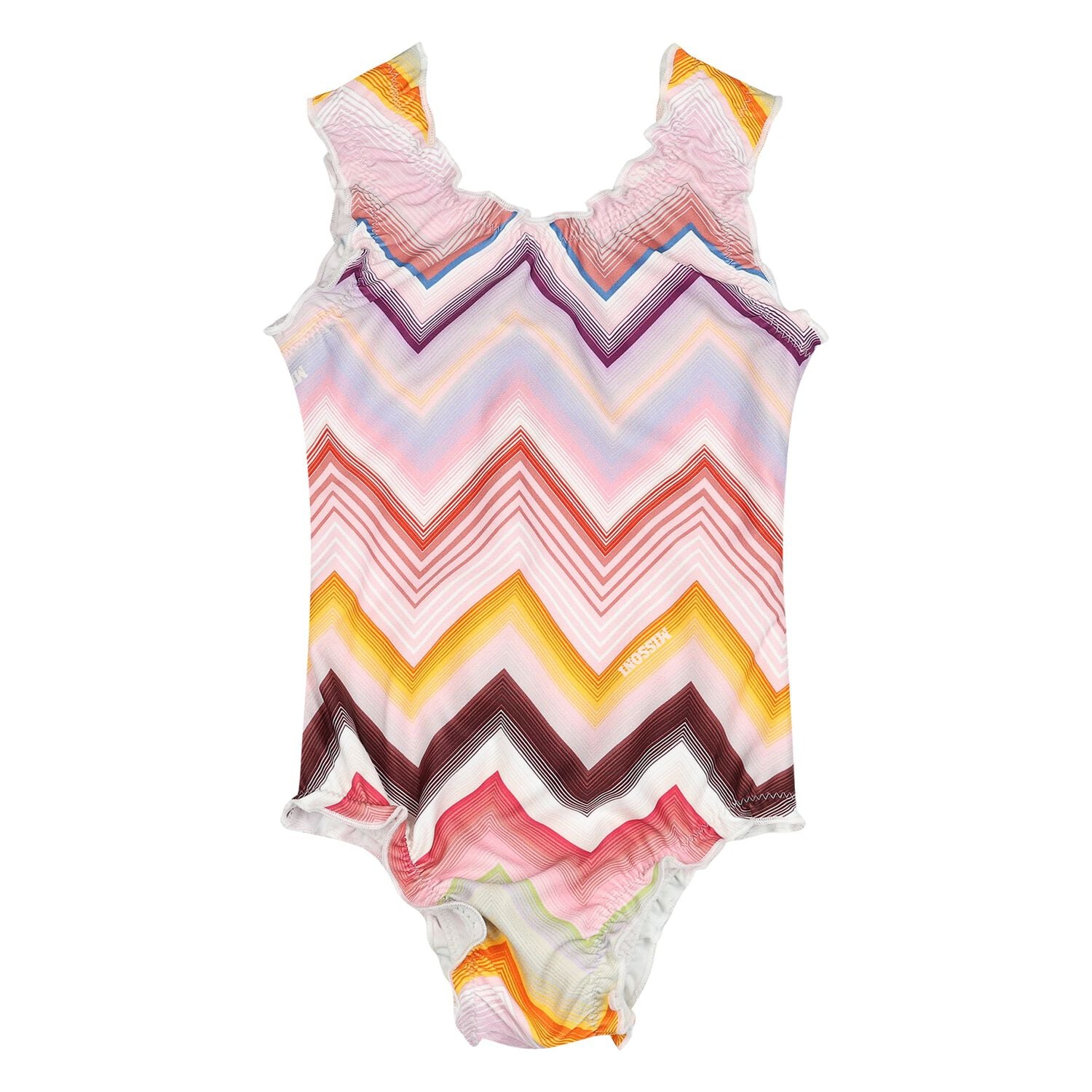 Younger Girls Multi-Coloured Zig Zag Swimsuit, 1, hi-res