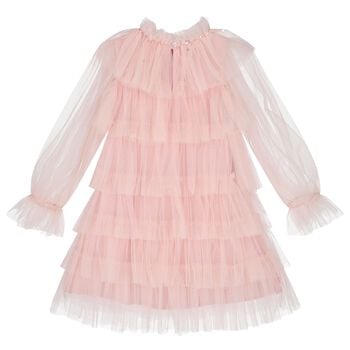 Girls Pink Layered Tulle Dress