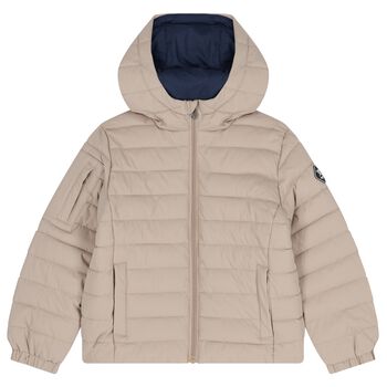 Boys Beige Logo Puffer Jacket