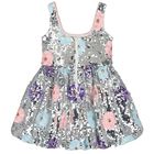 Girls Silver Sequin Mini Dress, 1, hi-res