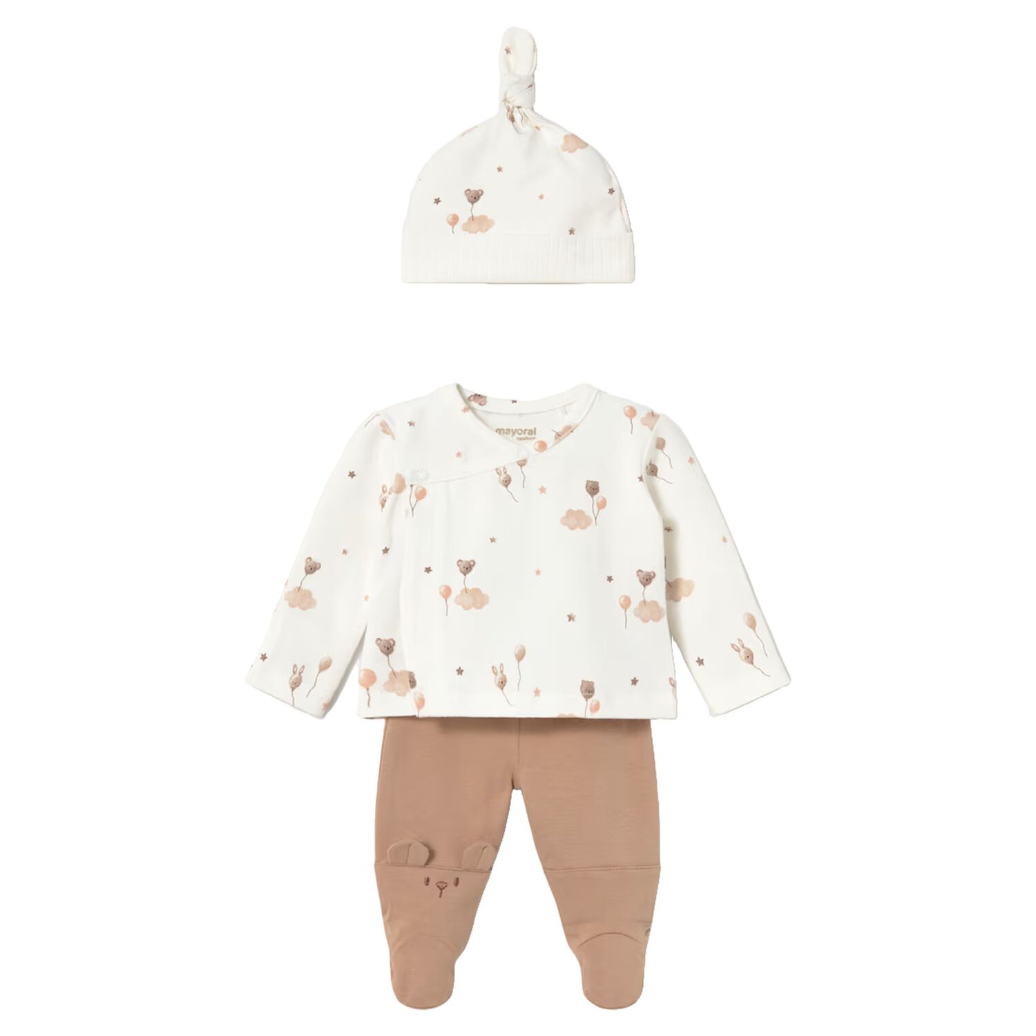 Baby Boys Ivory & Beige Balloon 2 Piece Babygrow Set, 2, hi-res