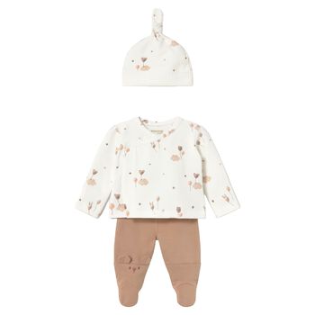 Baby Boys Ivory & Beige Balloon 2 Piece Babygrow Set