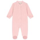 Baby Girls Pink Wings Velour Babygrow, 2, hi-res