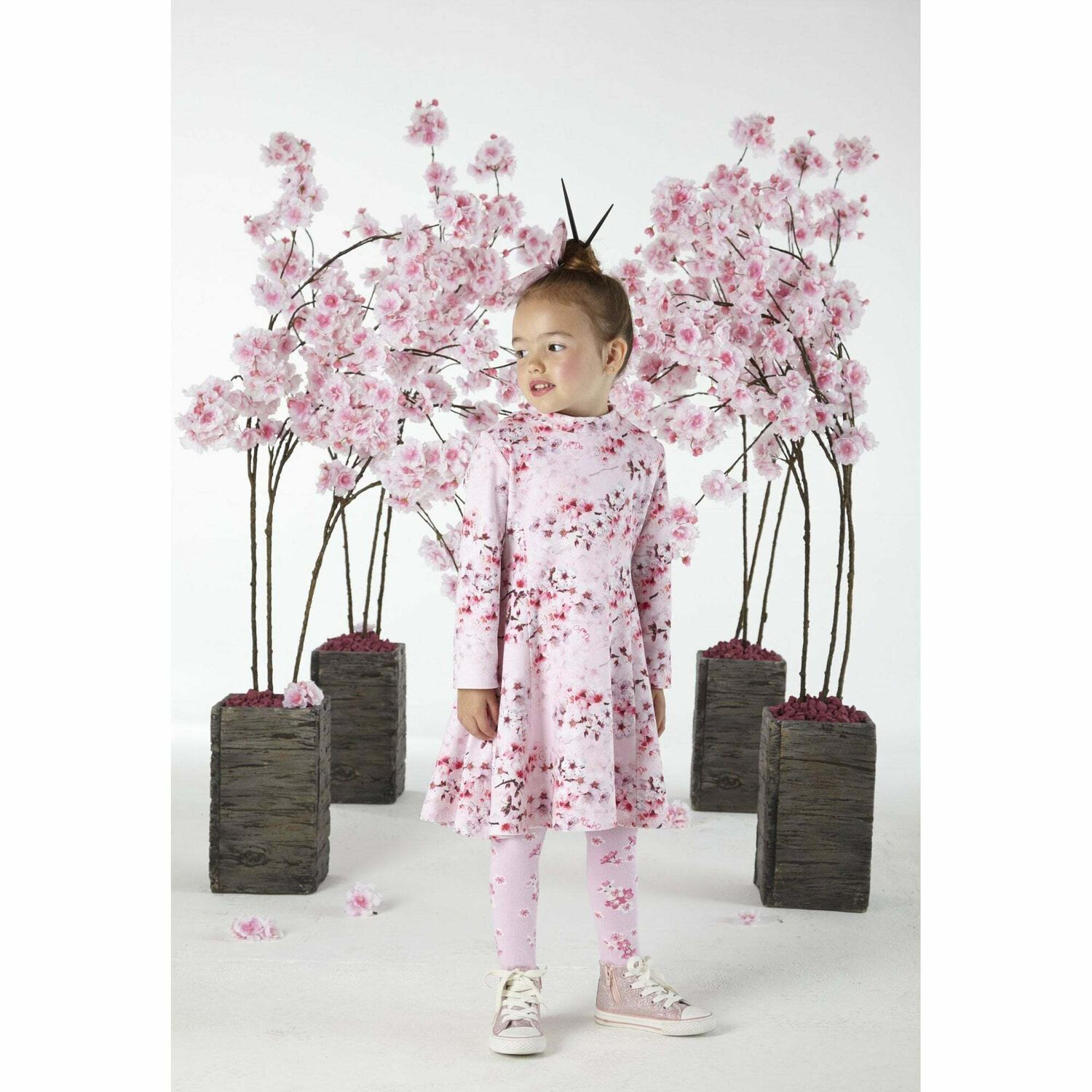 Girls Pink Floral Dress, 1, hi-res