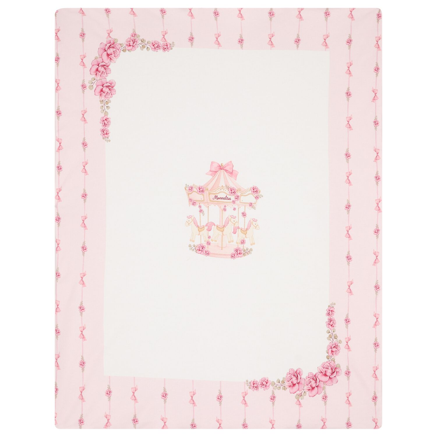 Baby Girls White & Pink Carousel Blanket, 1, hi-res