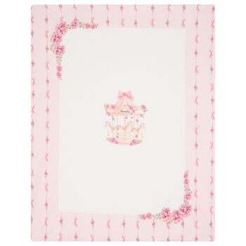 Baby Girls White & Pink Carousel Blanket