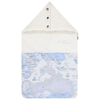 Baby Boys Ivory & Blue Geo Map Baby Nest